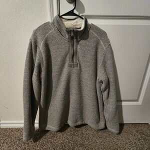 Orvis Mens Classic Collection Quarter Zip Sherpa Lined Collar Knit Sweater Large